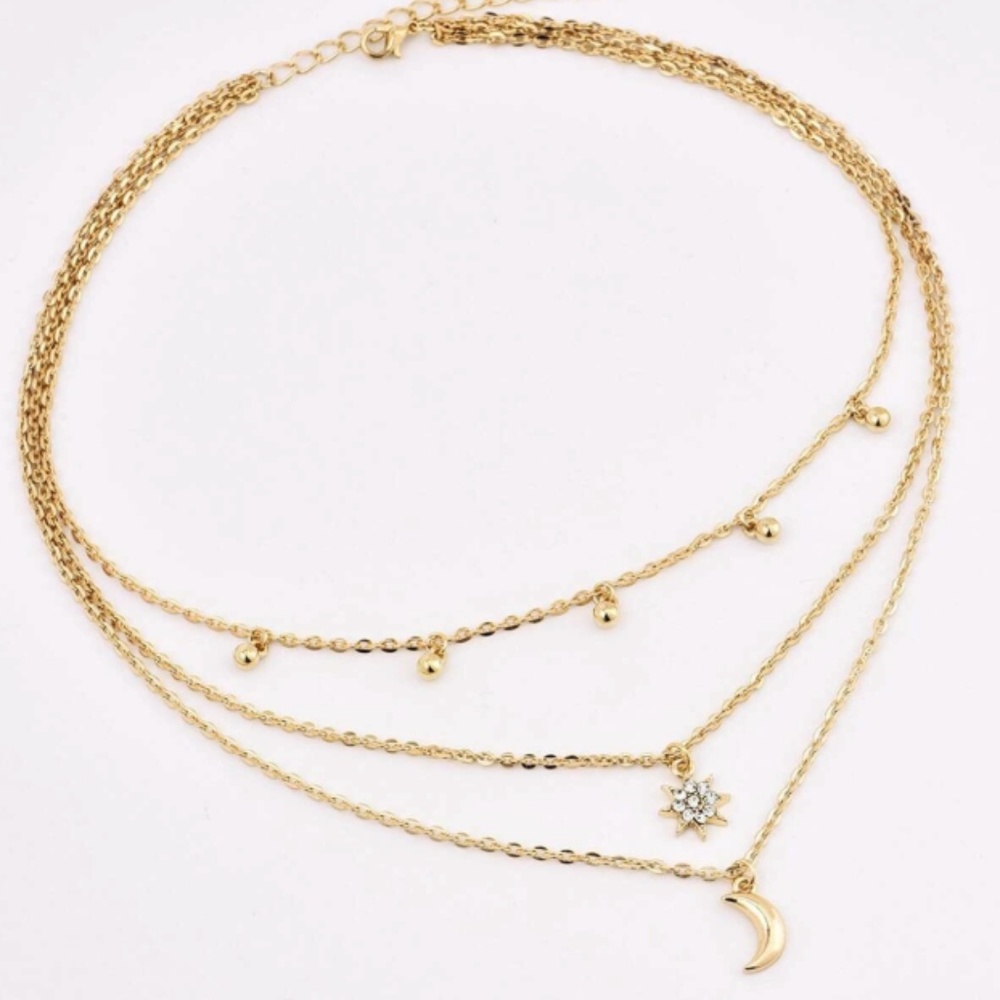 3/$21 Moon Sun Star Layered Necklace - Picture 3 of 5